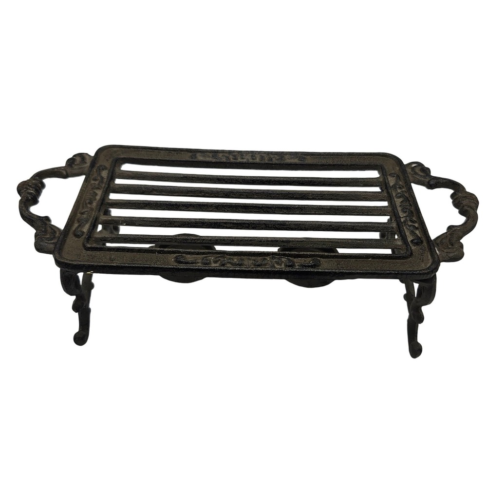 Small Cast Iron Food Teapot Warmer Grill with 2 Votive Candle Holders Black 12"